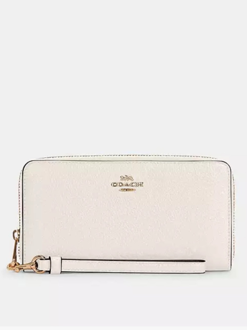 Coach Cream Zip-Around Wristlet with Gold Logo